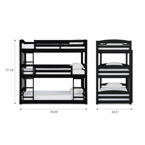 DHP Sierra Kids' Wood Triple Bunk Bed - Black