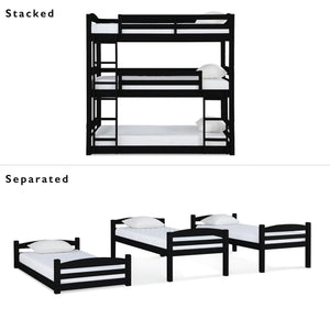 DHP Sierra Kids' Wood Triple Bunk Bed - Black