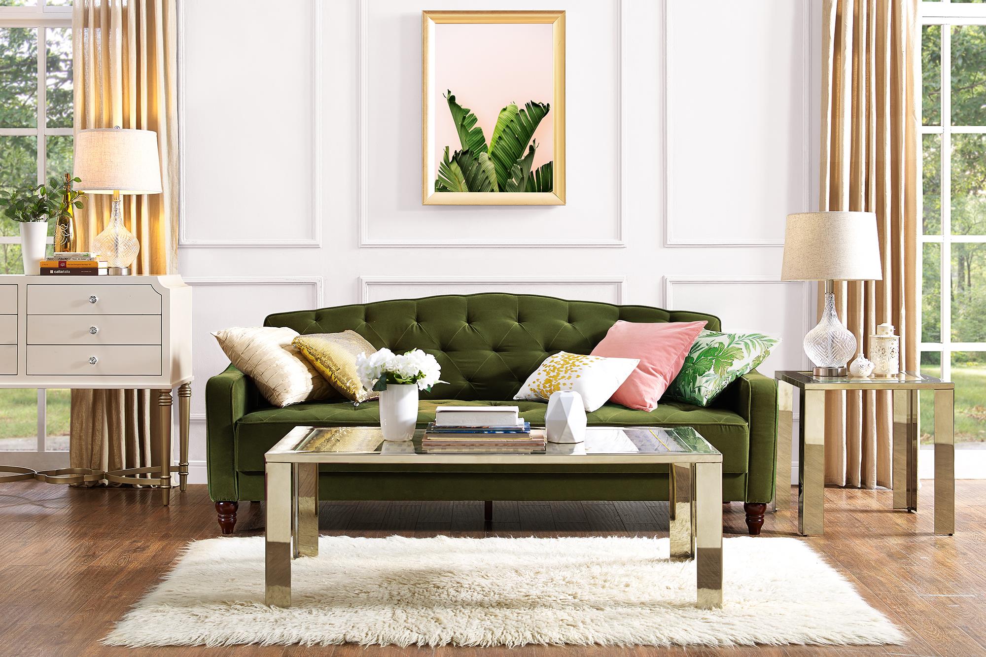 Novogratz Vintage Tufted Sofa Sleeper II - Green