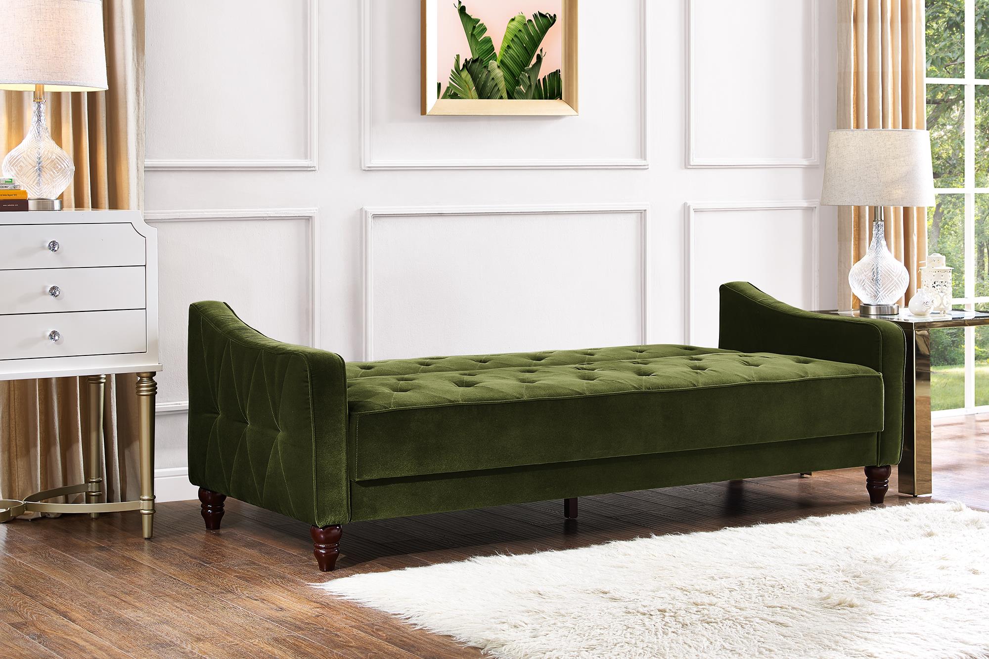 Novogratz Vintage Tufted Sofa Sleeper II - Green