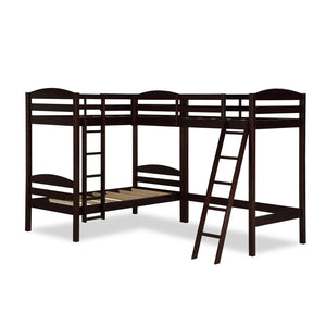 DHP Clearwater Wood Triple Bunk Bed - Espresso