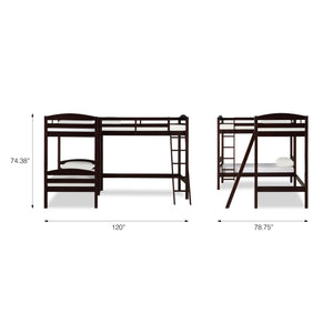 DHP Clearwater Wood Triple Bunk Bed - Espresso - Twin