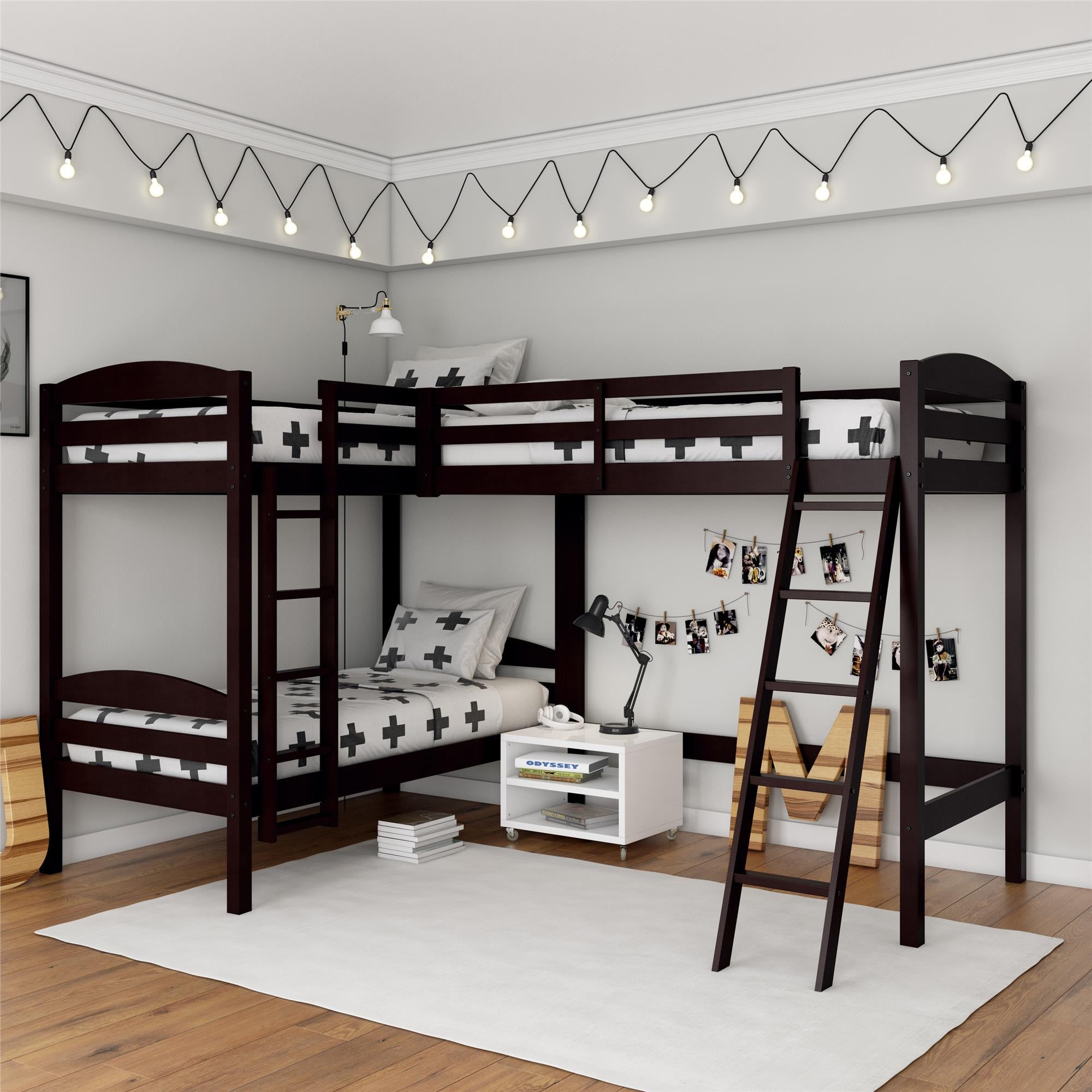 DHP Clearwater Wood Triple Bunk Bed - Espresso