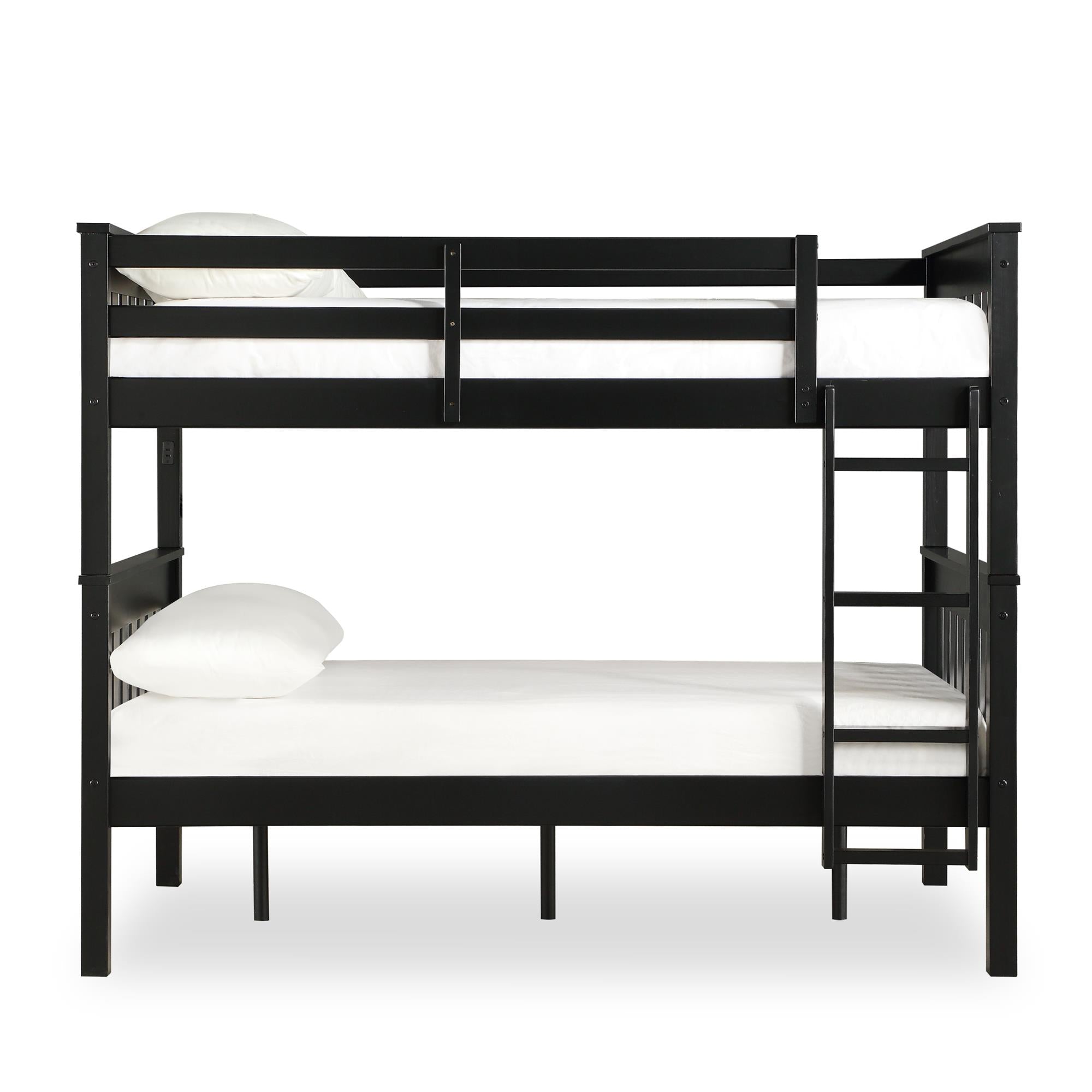 DHP Moon Kids' Wood Bunk Bed with USB - Black