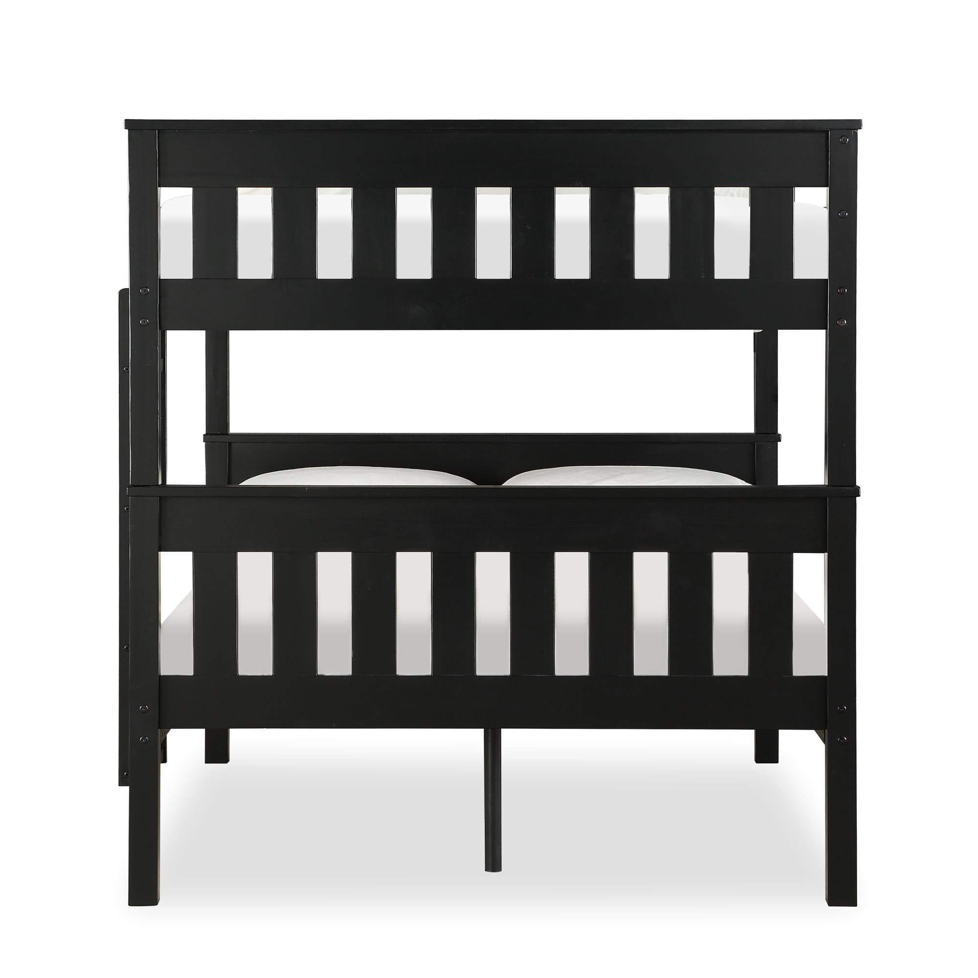 DHP Moon Kids' Wood Bunk Bed with USB - Black