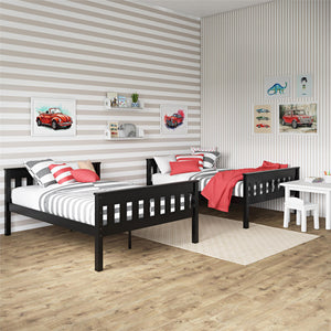 DHP Moon Kids' Wood Bunk Bed with USB - Black
