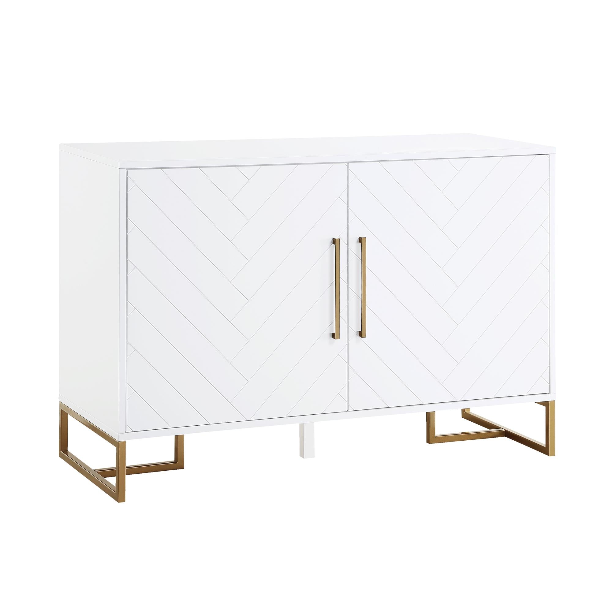 CosmoLiving Herringbone Console Unit - White