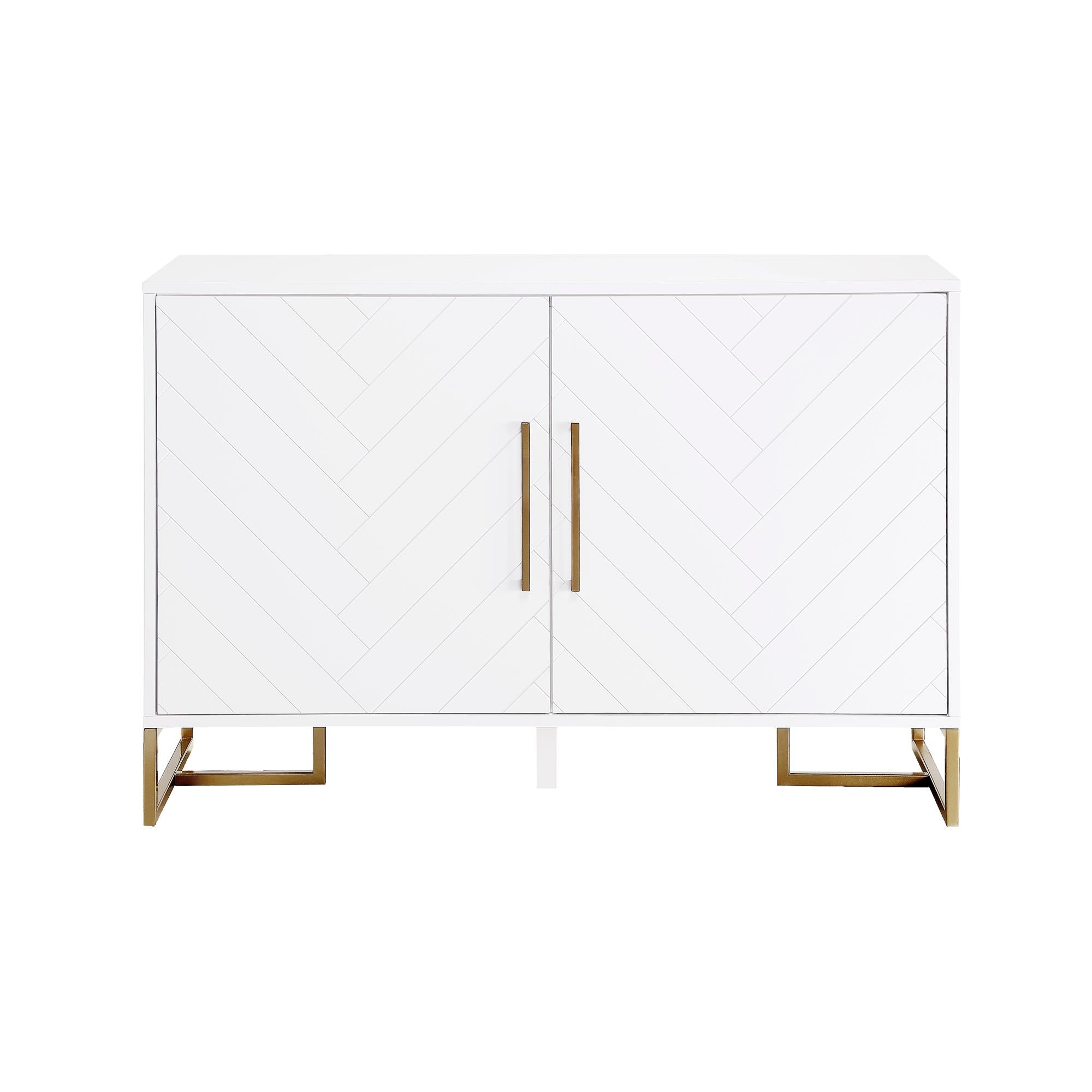 CosmoLiving Herringbone Console Unit - White