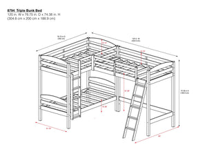 DHP Clearwater Wood Triple Bunk Bed - Espresso - Twin