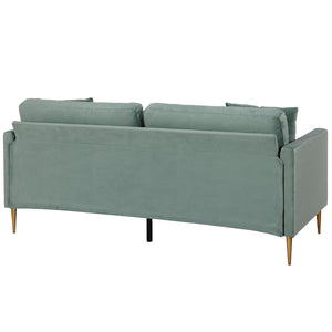 CosmoLiving Highland 72" Velvet Sofa with Matching Pillows - Seafoam Green