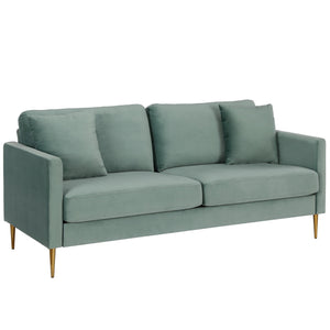 CosmoLiving Highland 72" Velvet Sofa with Matching Pillows - Seafoam Green