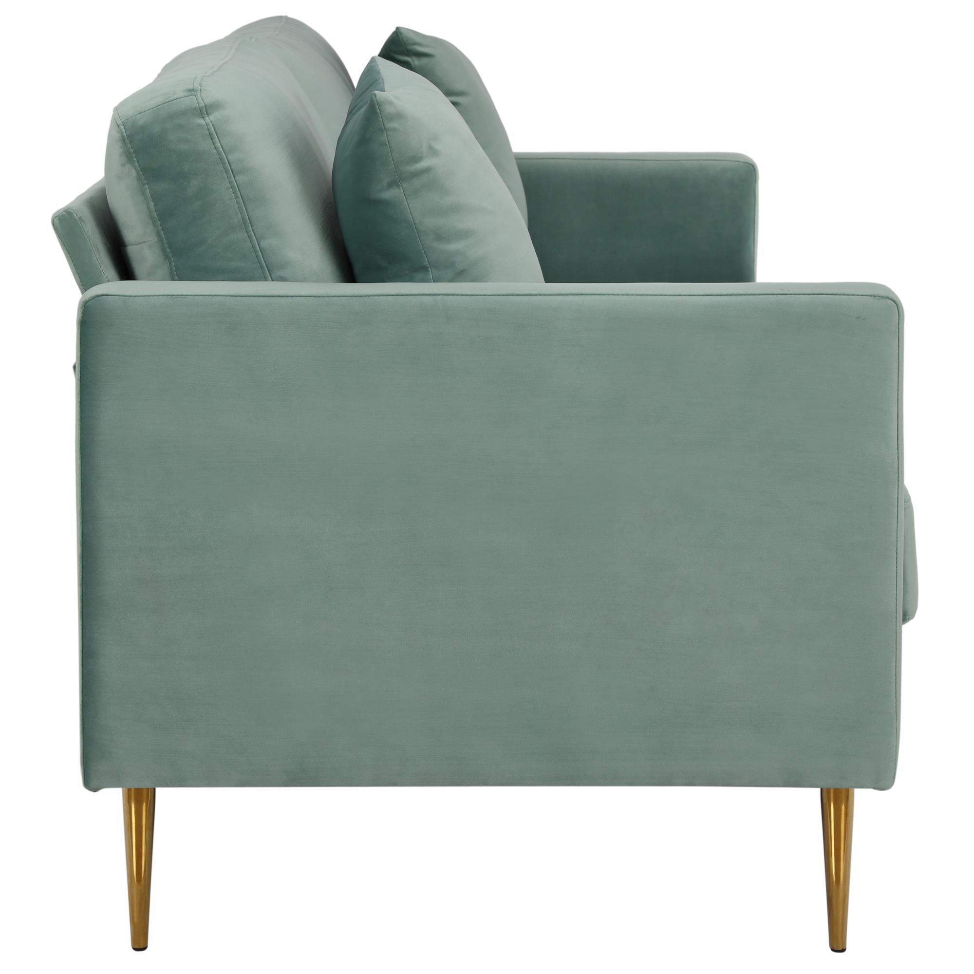 CosmoLiving Highland 72" Velvet Sofa with Matching Pillows - Seafoam Green