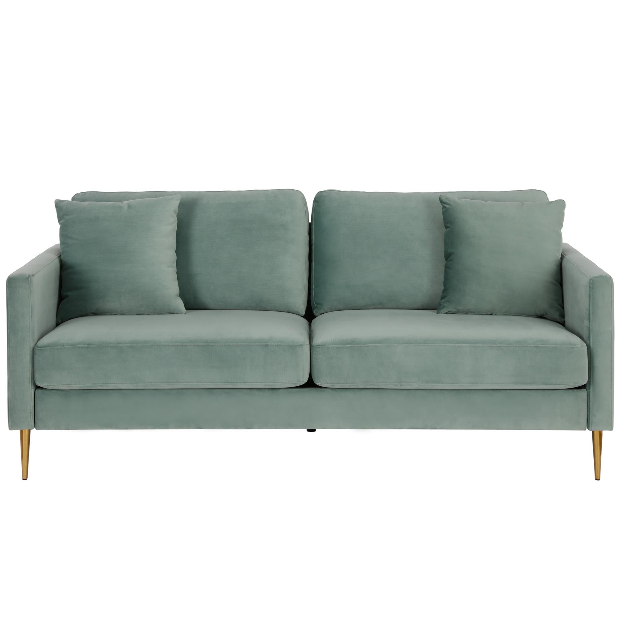 CosmoLiving Highland 72" Velvet Sofa with Matching Pillows - Seafoam Green