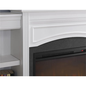 Ameriwood Home Lamont Electric Fireplace with Mantel and Side Bookcases - White