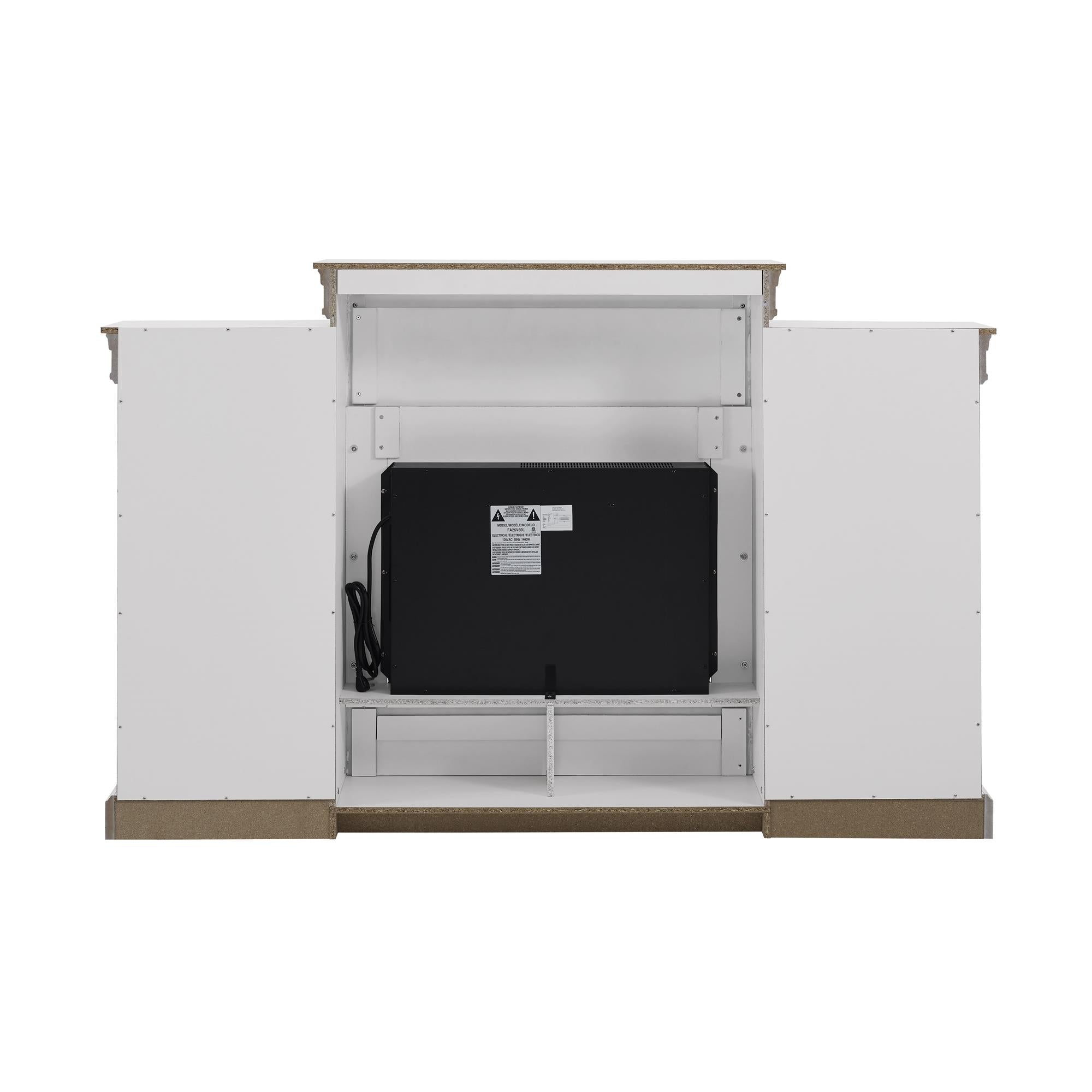 Ameriwood Home Lamont Electric Fireplace with Mantel and Side Bookcases - White