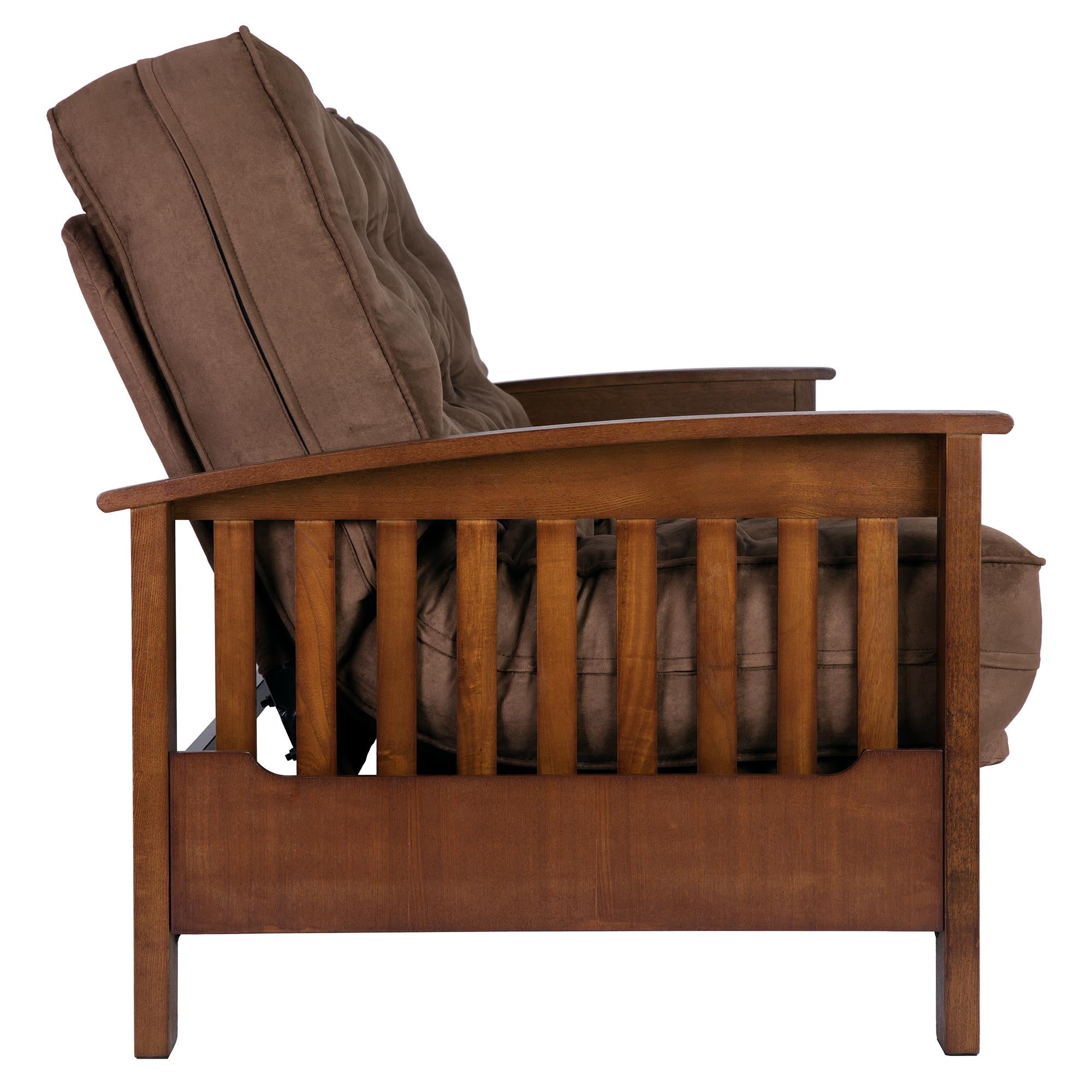 DHP Hudson Futon Set with Wood Arm Frame and Mattress - Brown