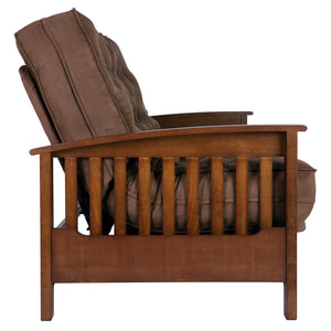 DHP Hudson Futon Set with Wood Arm Frame and Mattress - Brown