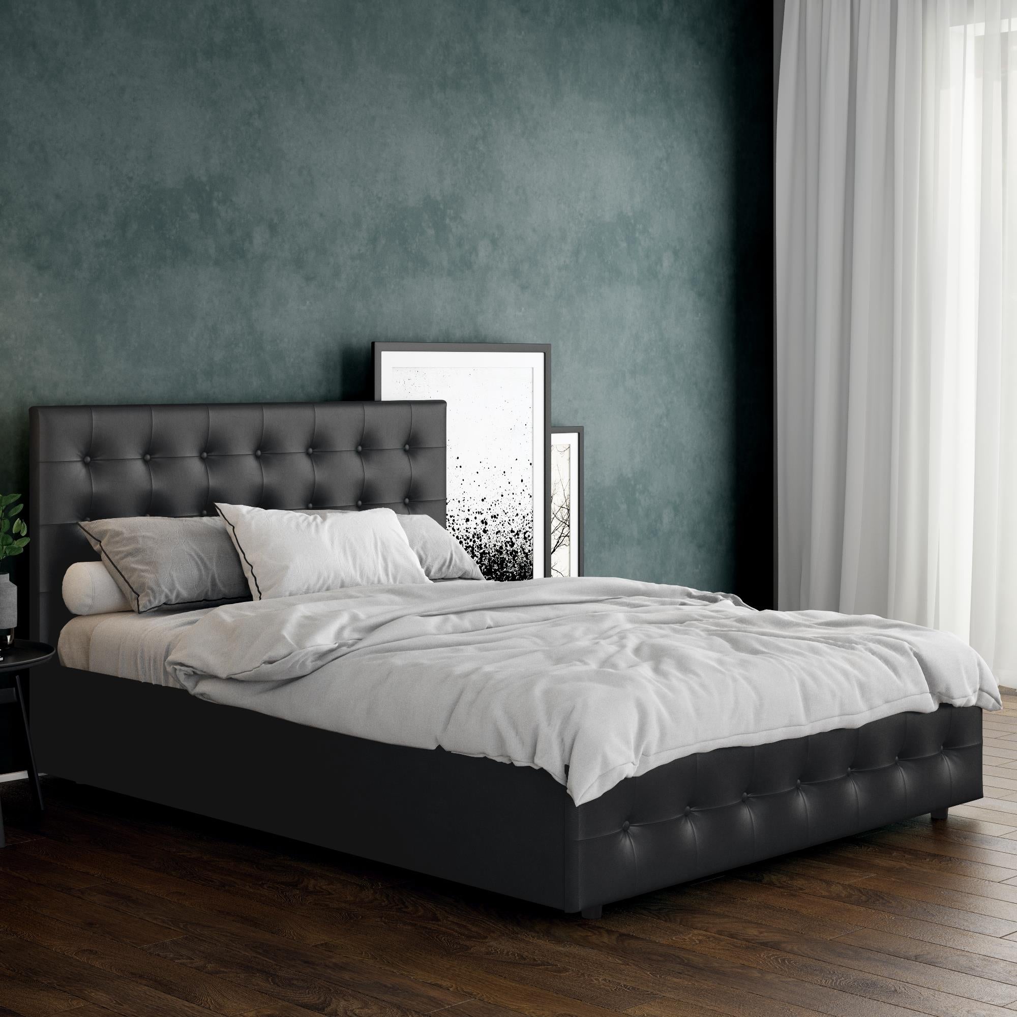 DHP Cambridge Upholstered Bed with Storage - Black - Full