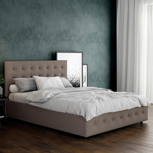 DHP Cambridge Upholstered Bed with Storage - Grey Linen - Full