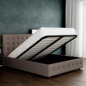 DHP Cambridge Upholstered Bed with Storage - Grey Linen - Full
