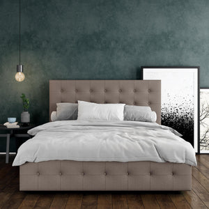 DHP Cambridge Upholstered Bed with Storage - Grey Linen - Full