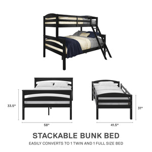 DHP Brady Kids' Wood Bunk Bed - Black