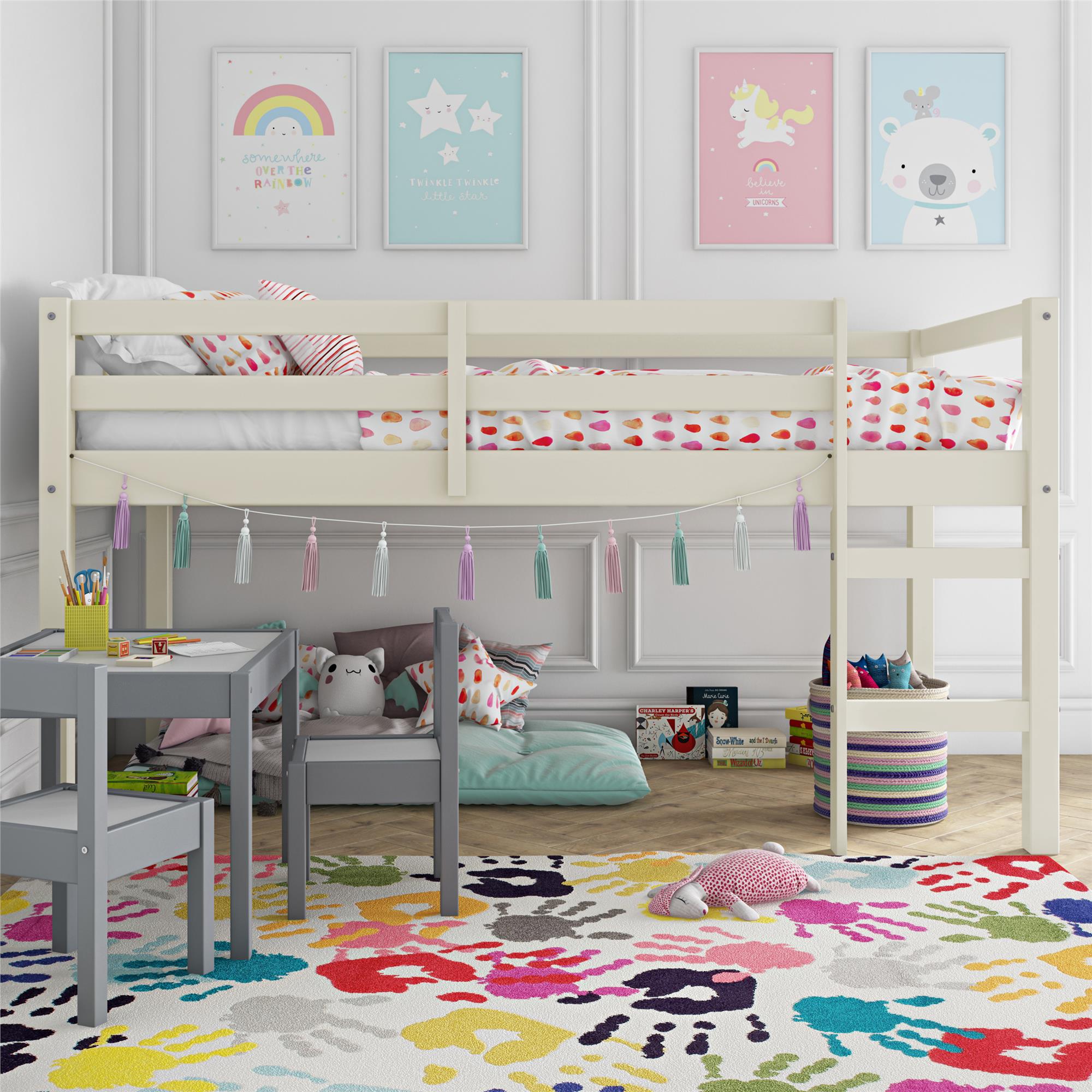 DHP Milton Kids' Low Wood Loft Bed - White