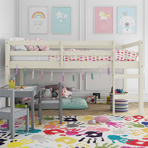 DHP Milton Kids' Low Wood Loft Bed - White