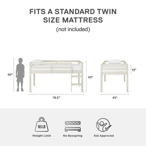 DHP Milton Kids' Low Wood Loft Bed - White