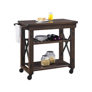 Ameriwood Home Wildwood Wood Veneer Multi-Purpose Rolling Cart - Espresso