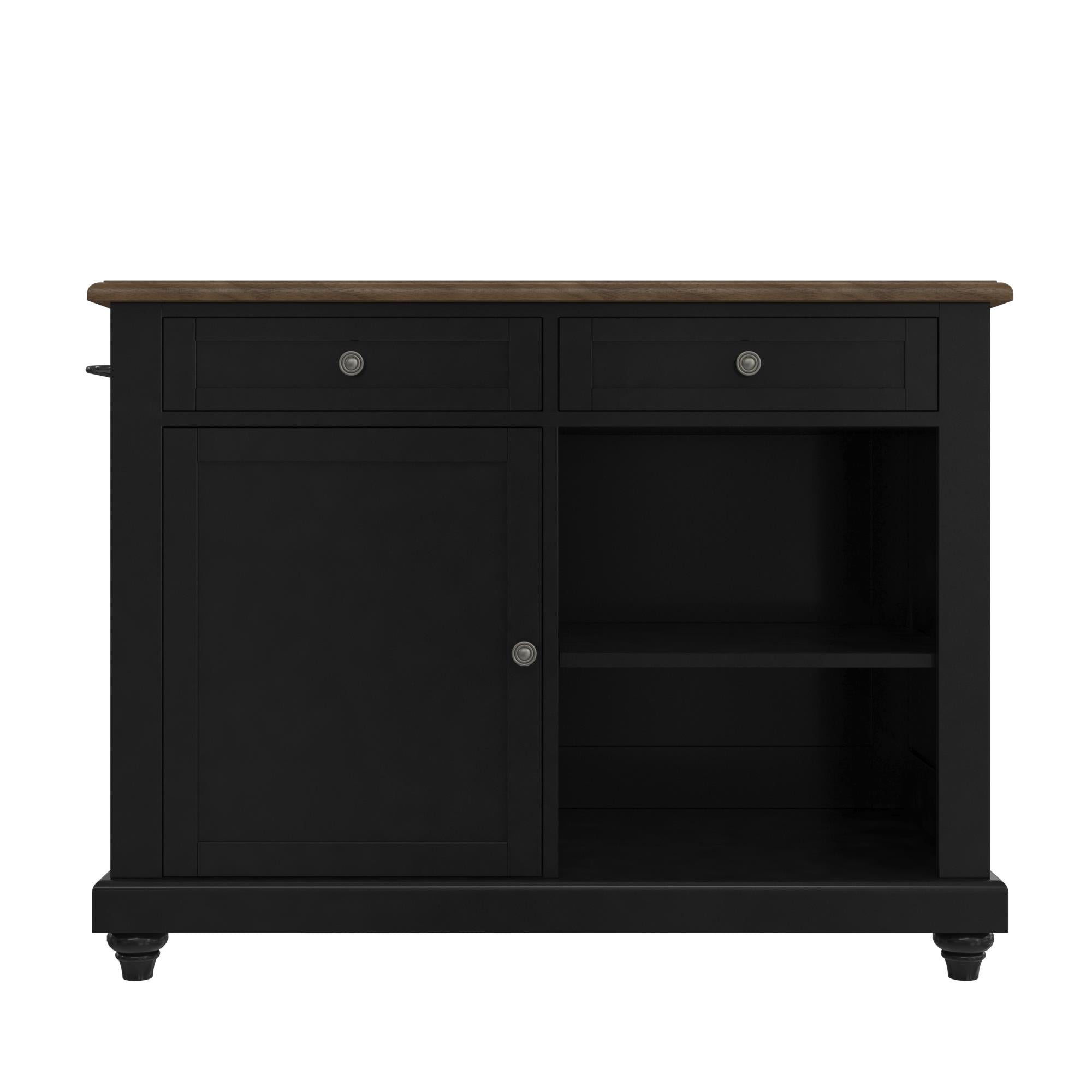 DHP Kelsey Kitchen Island with 2 Stools - Black