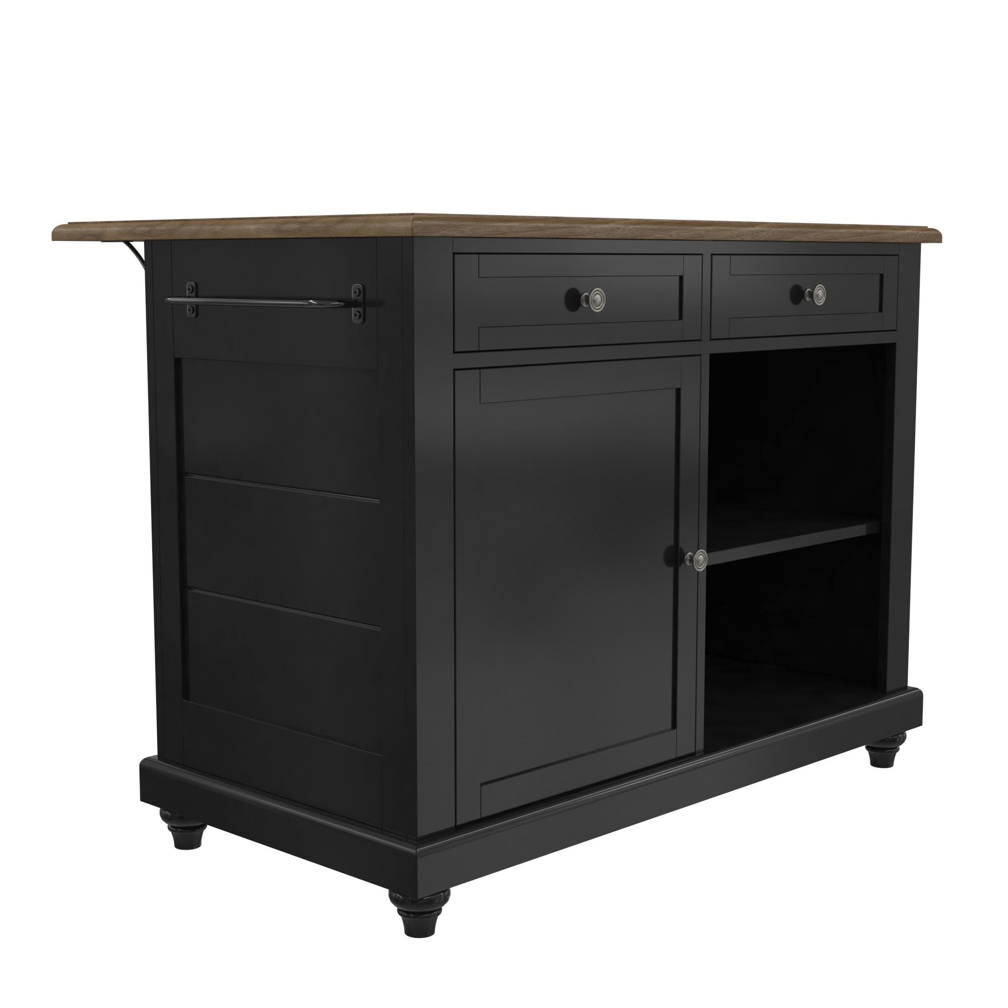 DHP Kelsey Kitchen Island with 2 Stools - Black