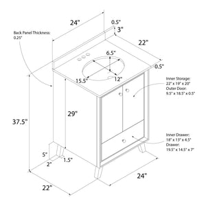 DHP Bleeker 24 Inch Bathroom Vanity - Chocolate - 24"