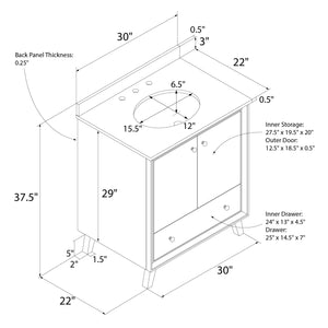DHP Bleeker 30 Inch Bathroom Vanity - Gray - 30"
