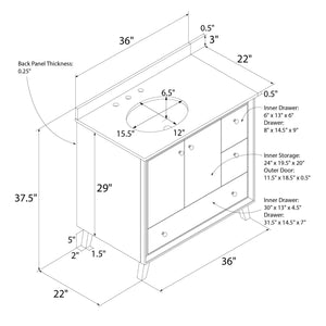 DHP Bleeker 36 Inch Bathroom Vanity - White - 36"