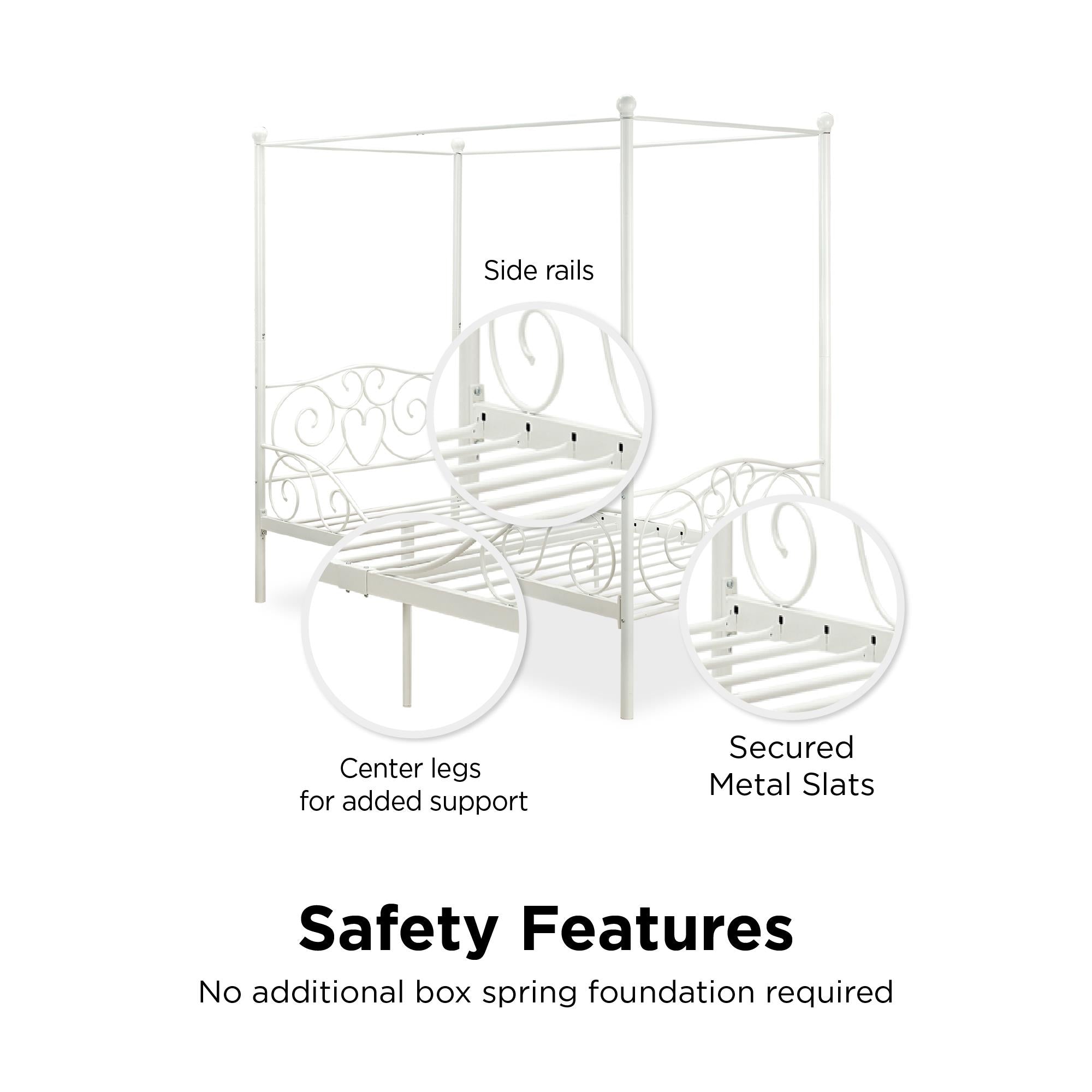 DHP Canopy Metal Bed - White - Twin