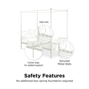 DHP Canopy Metal Bed - White - Twin