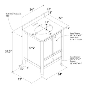 DHP Metcalfe 24 Inch Bathroom Vanity - Gray - 24"