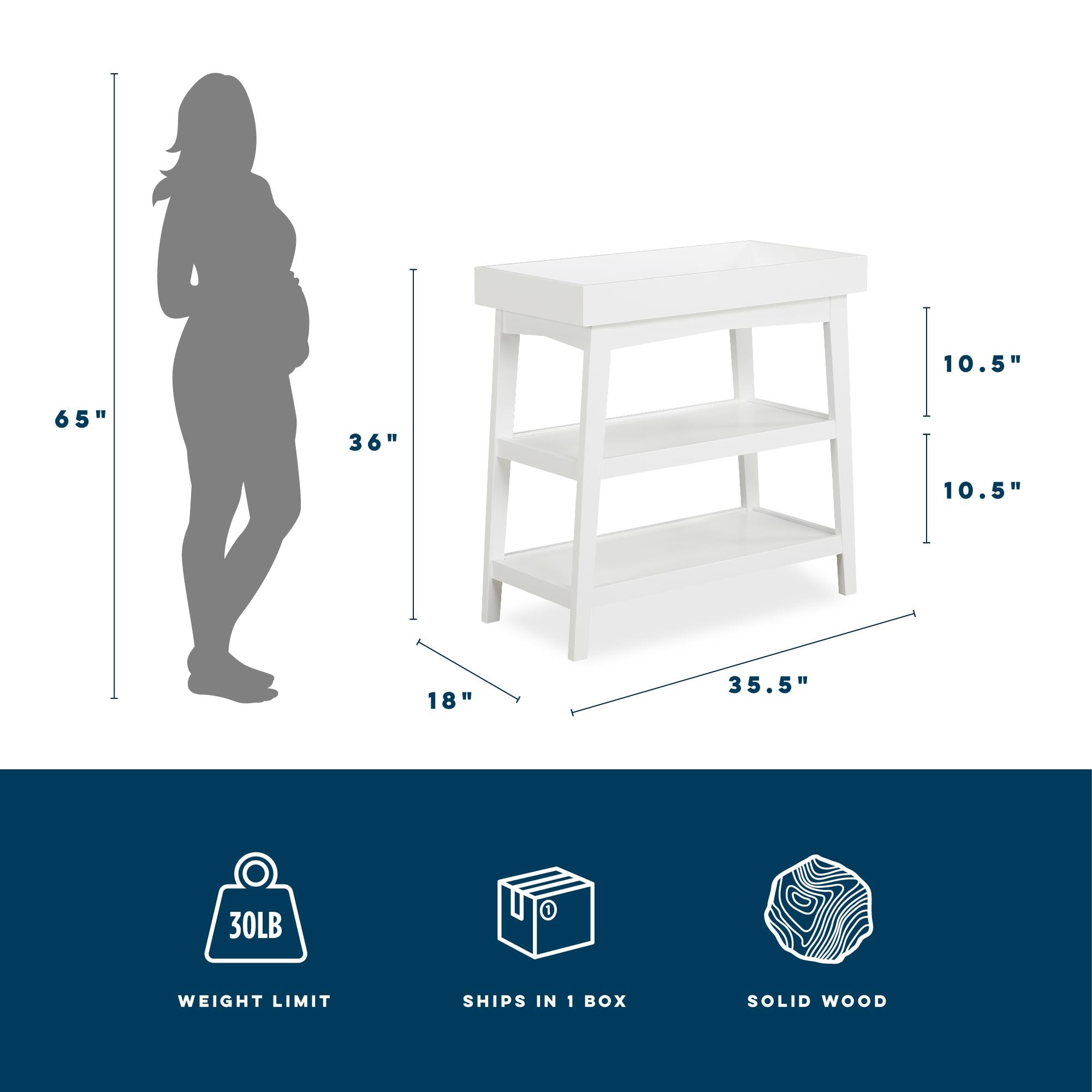 Novogratz Harper Open Changing Table, White - White