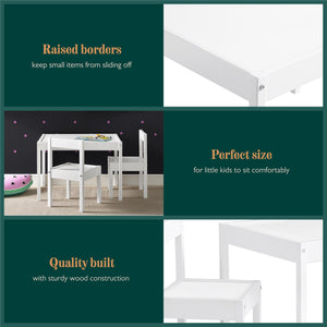 Max & Finn Hunter 3-Piece Kiddy Table & Chair Kids Set - White