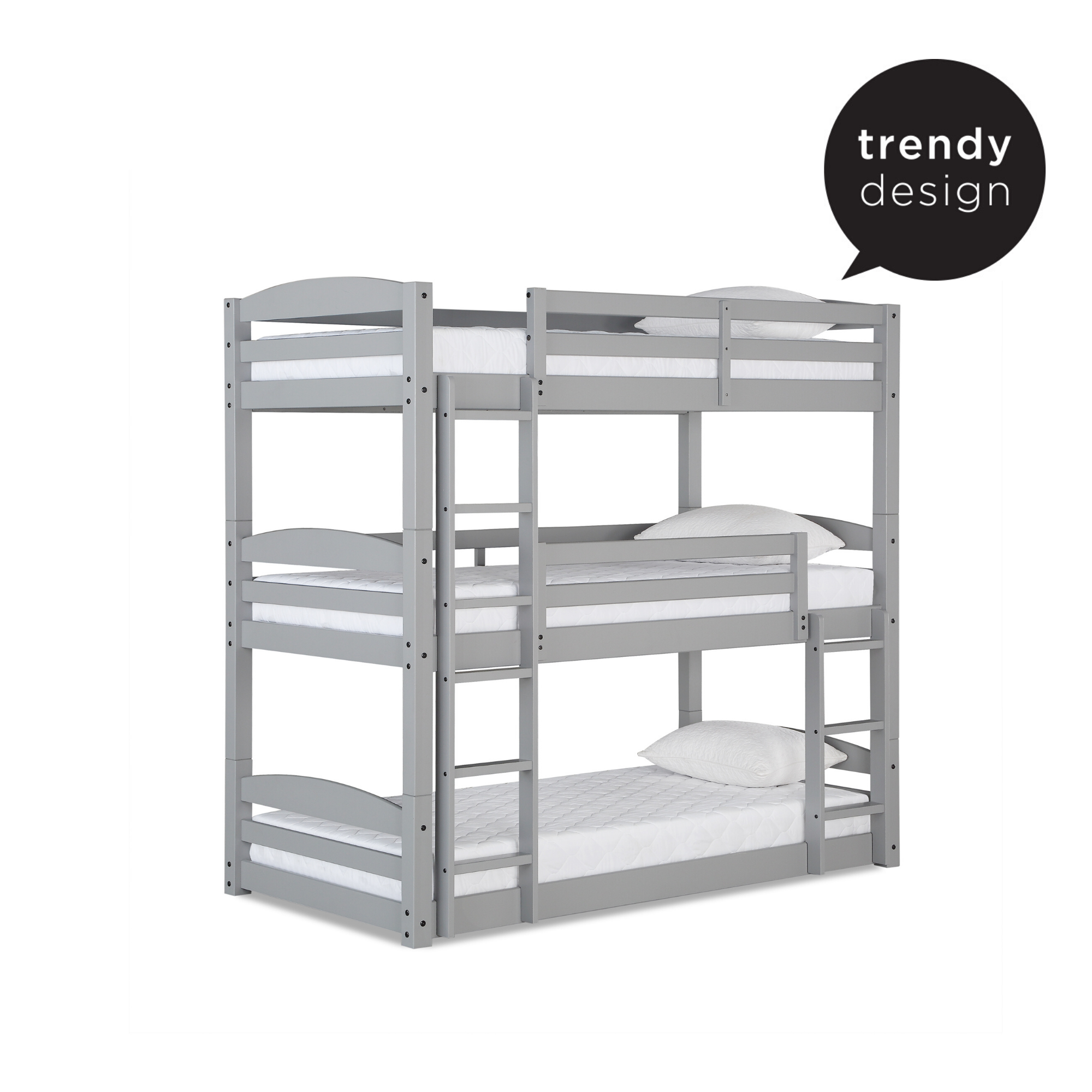DHP Sierra Kids' Wood Triple Bunk Bed - Gray