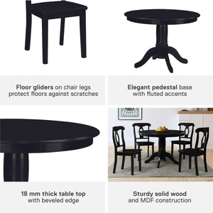 DHP Aubrey 5-Piece Traditional Pedestal Dining Set - Black