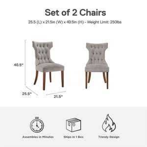 DHP Clairborne Tufted Dining Chairs. Set of 2 - Taupe - Set of 2