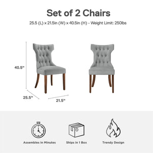 DHP Clairborne Tufted Dining Chairs, Set of 2 - Gray - Set of 2