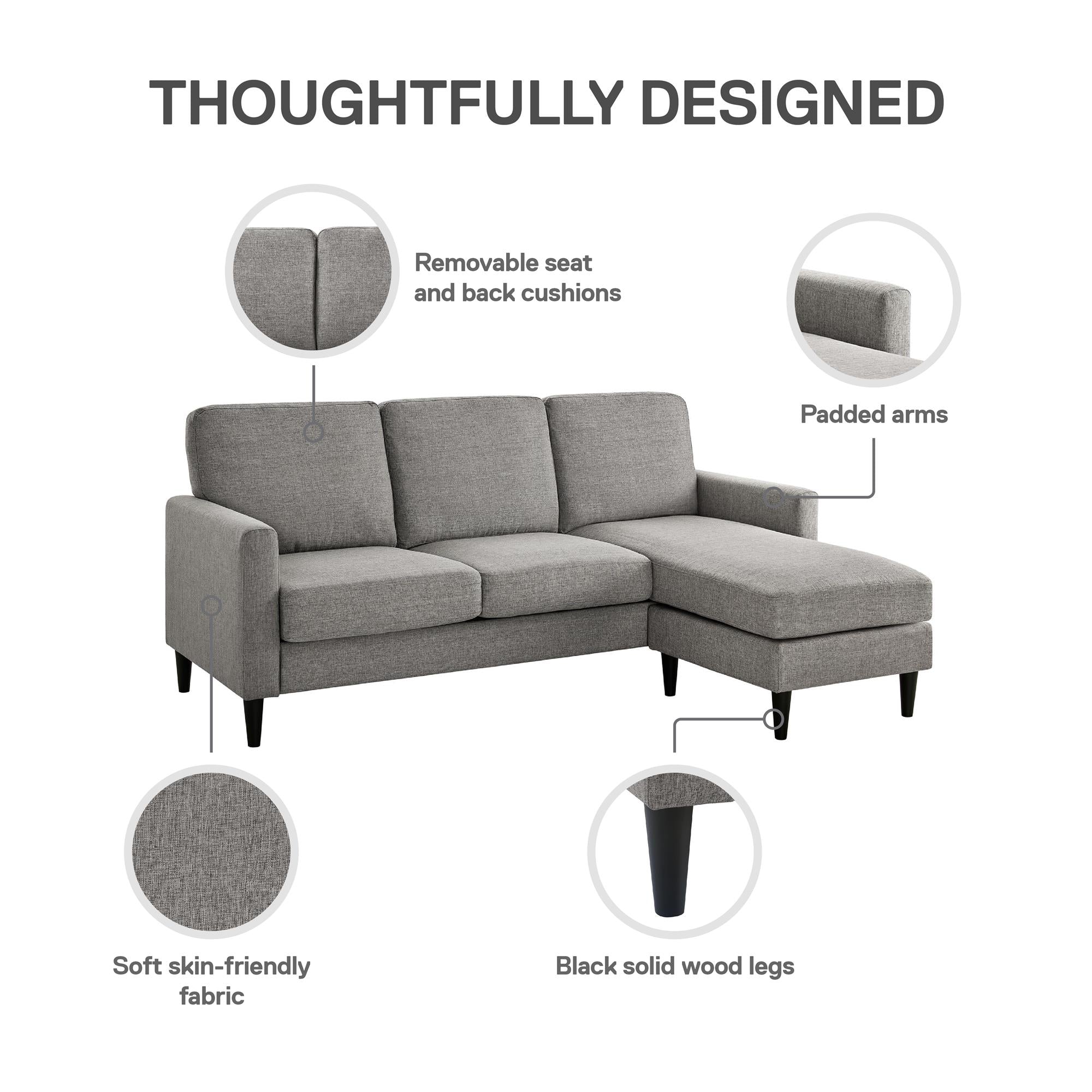 DHP Kaci Sectional Sofa - Gray