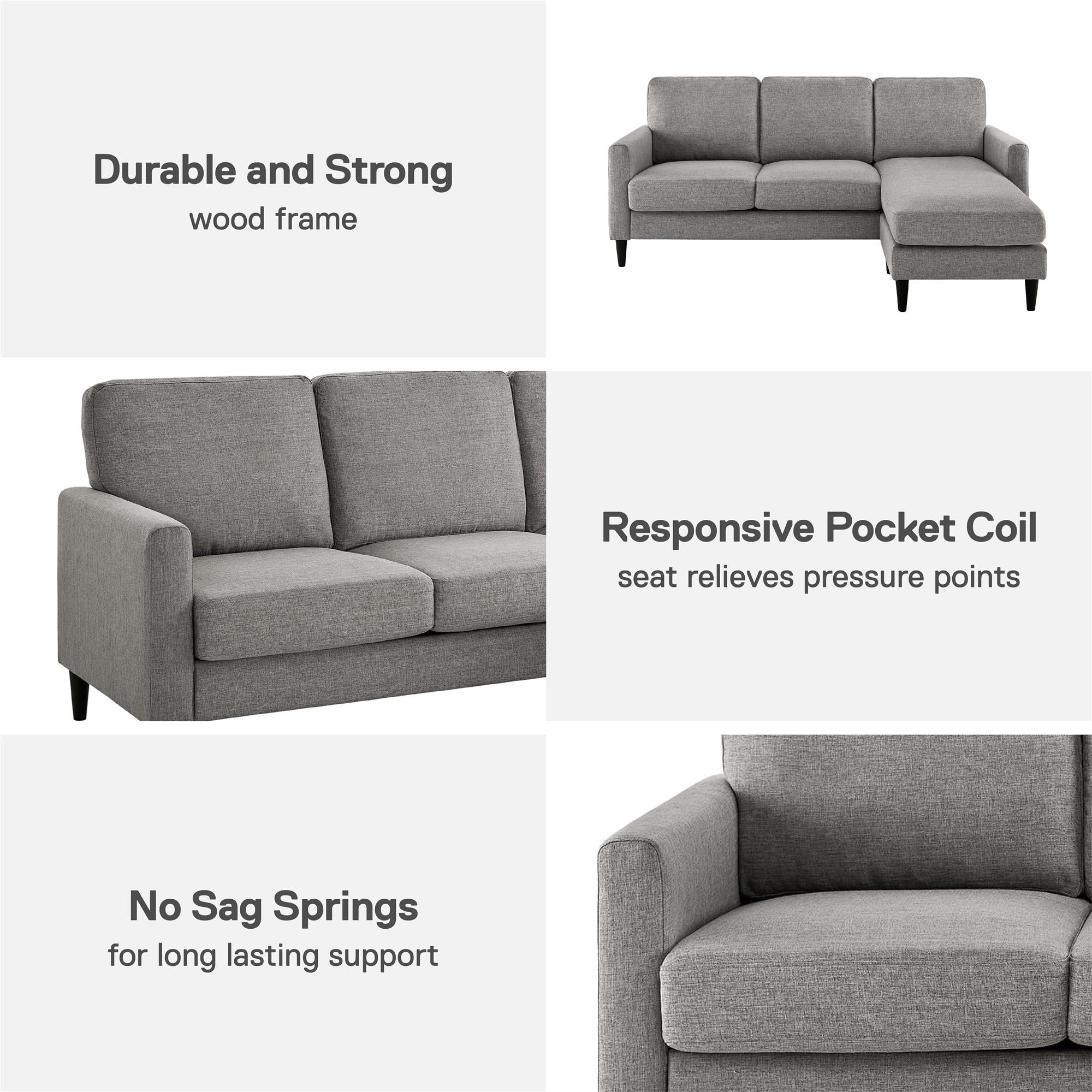 DHP Kaci Sectional Sofa - Gray
