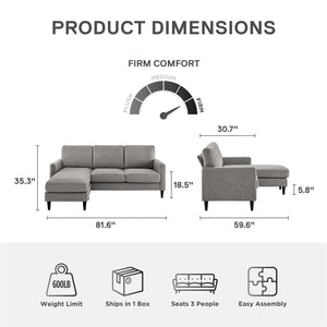 DHP Kaci Sectional Sofa - Gray