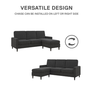 DHP Kaci Sectional Sofa - Charcoal
