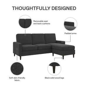 DHP Kaci Sectional Sofa - Charcoal