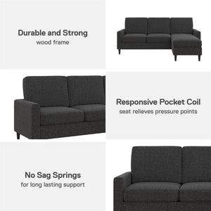 DHP Kaci Sectional Sofa - Charcoal
